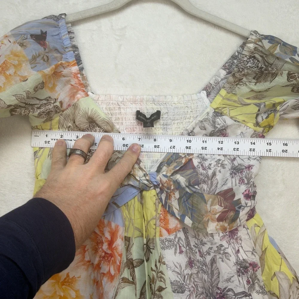 Banana Republic Floral Smocked Peasant‎ Top Women's Small Tall Boho Romantic